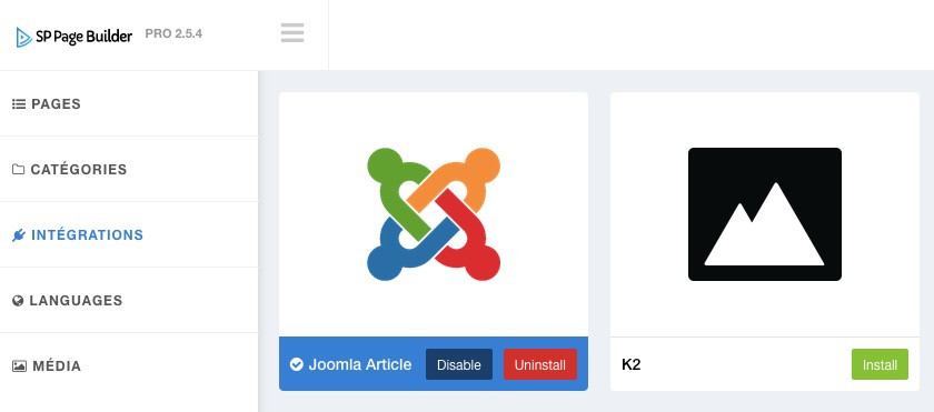 Installation et activation de SPPB dans articles Joomla