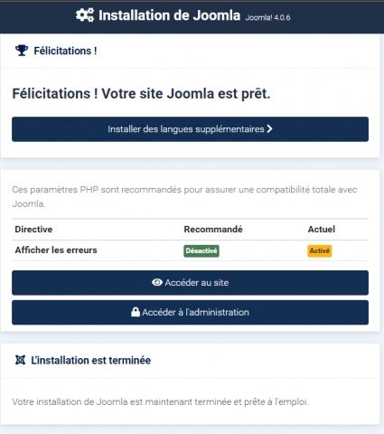 Cliquez sur l'image pour l'afficher en taille normale

Nom : Installation Joomla.png 
Affichages : 83 
Taille : 126,3 Ko 
ID : 2036372