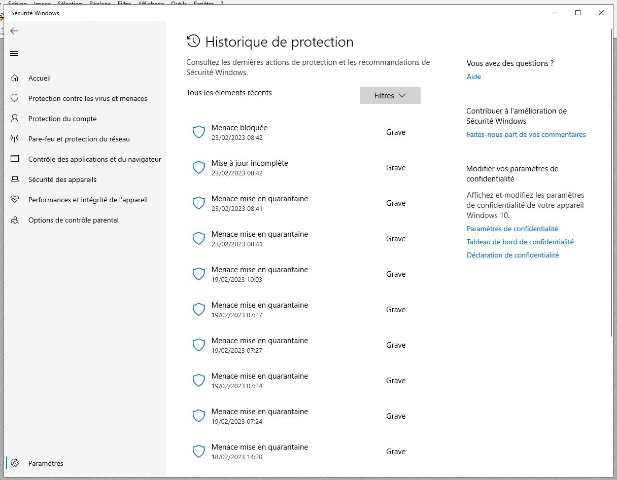 Cliquez sur l'image pour l'afficher en taille normale

Nom : windows defender 23.02.2023.jpg 
Affichages : 35 
Taille : 146,2 Ko 
ID : 2048436