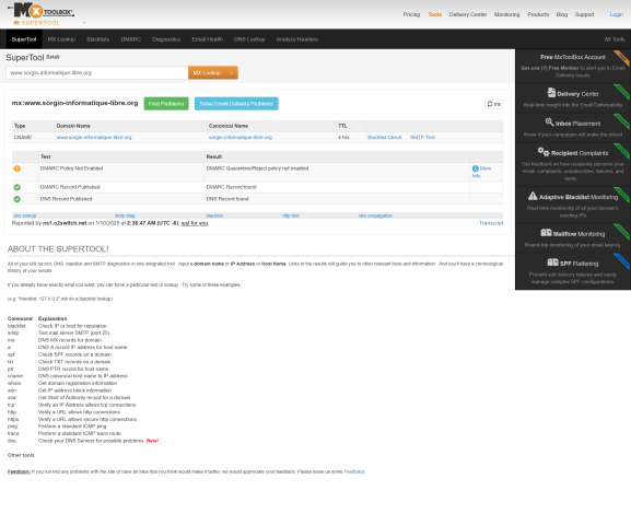 Cliquez sur l'image pour l'afficher en taille normale

Nom : mxtoolbox.com - Network Tools_ DNS,IP,Email (010) 2025-01-10.png 
Affichages : 19 
Taille : 78,9 Ko 
ID : 2067131